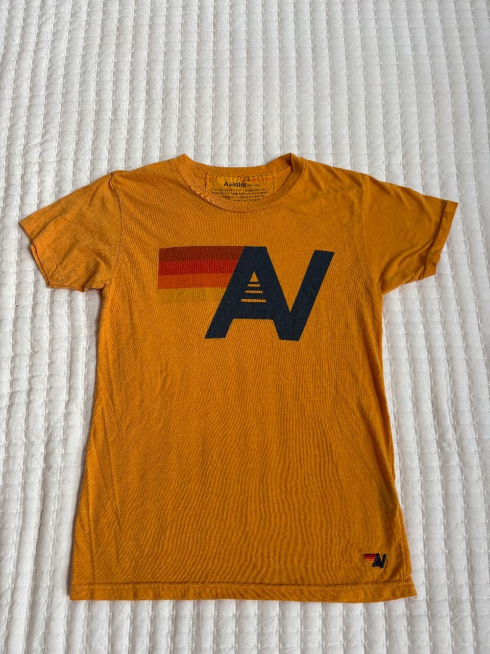 Aviator Nation Kids Orange Rainbow Logo T-Shirt Size 12